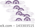 獨輪圖案，流水圖案。傳統日式圖案的向量插圖背景素材。 143303515