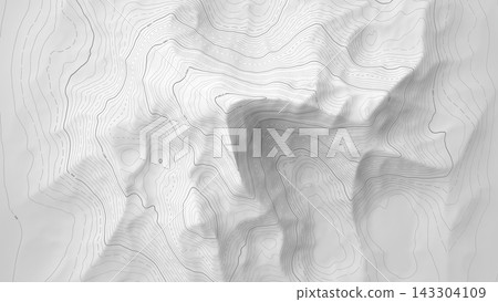 Topographic contour map with elevation numbers on texture, terrain relief Topographic contour map with elevation numbers on texture, terrain relief 143304109