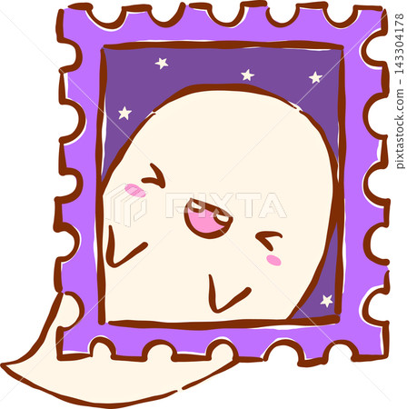 Spooky Mail Halloween Delivery, Cute Ghost Stamp Hand Drawn Illustration 143304178
