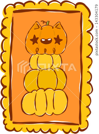 Spooky Mail Halloween Delivery Cute Stacked Pumpkins Postage Stamp Hand Drawn Illustration Spooky Mail Halloween Delivery Cute Stacked Pumpkins Postage Stamp Hand Drawn Illustration 143304179