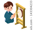 A rakugo storyteller playing the drums of the yose-bayashi (traditional Japanese music for rakugo performances) 143304233