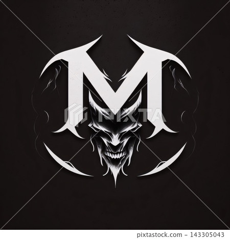 Tribal tattoo design on a black background. T-shirt graphics. letter M Tribal tattoo design on a black background. T-shirt graphics. letter M 143305043