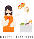 A woman holding a tomato and choosing ingredients for a sandwich. 143305144