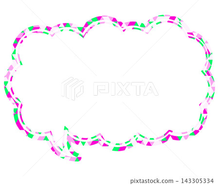 Stained glass style speech bubble, triangular pattern, elongated cloud shape Stained glass style speech bubble, triangular pattern, elongated cloud shape 143305334