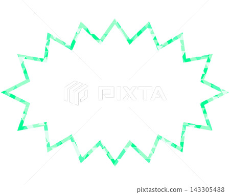 Stained glass style speech bubble, triangular pattern, elongated jagged shape 143305488