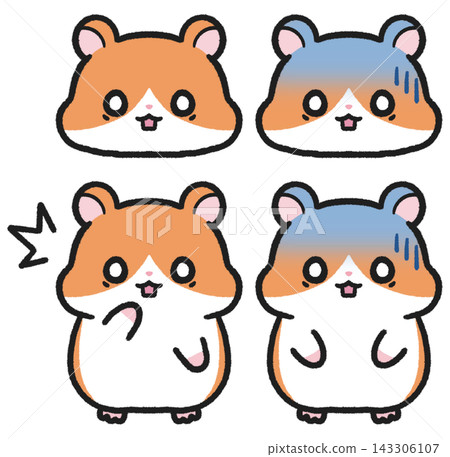 A set of illustrations of hamsters with surprised, shocked, and astonished expressions. A set of illustrations of hamsters with surprised, shocked, and astonished expressions. 143306107