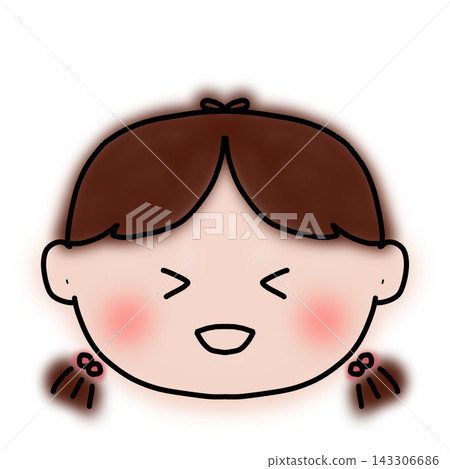Hand-drawn family face illustration: Girl laughing heartily Hand-drawn family face illustration: Girl laughing heartily 143306686