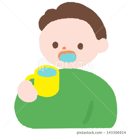 一幅男孩日常生活中漱口的插畫。 一幅男孩日常生活中漱口的插畫。 143306914