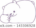 A cute bear character curled up and sleeping (full body, hand-drawn style) 143306928