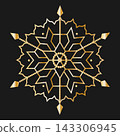 Golden snowflake isolated on black background 143306945