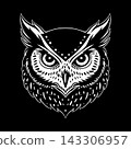 Mystic Owl Head Portrait Vector Line Art 143306957