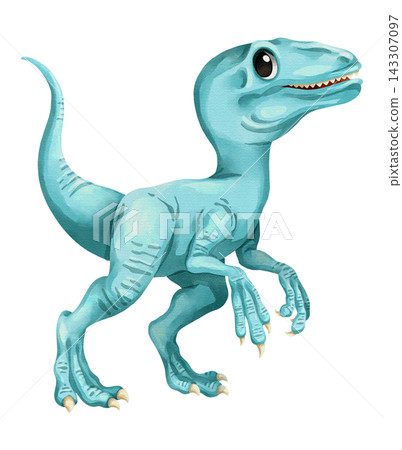 Watercolor velociraptor dinosaur isolated PNG file, featuring a cute hand-drawn blue swift predator prehistoric creature character on a transparent background. Watercolor velociraptor dinosaur isolated PNG file, featuring a cute hand-drawn blue swift predator prehistoric creature character on a transparent background. 143307097