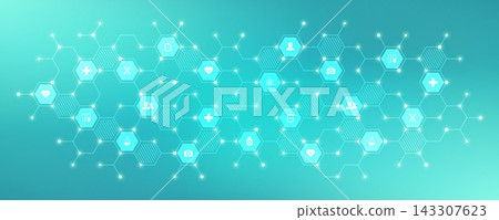 Medical background and healthcare technology with flat icons and symbols. Concept and idea for health care business, innovation medicine, health safety, science, medical research, and development. Medical background and healthcare technology with flat icons and symbols. Concept and idea for health care business, innovation medicine, health safety, science, medical research, and development. 143307623