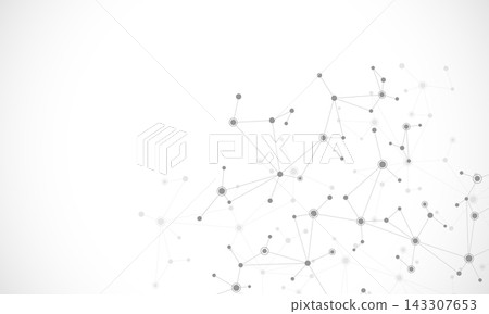 Molecular structure and genetic engineering, molecules DNA, neural network, scientific research. Abstract background for innovation technology, science, healthcare, and medicine 143307653