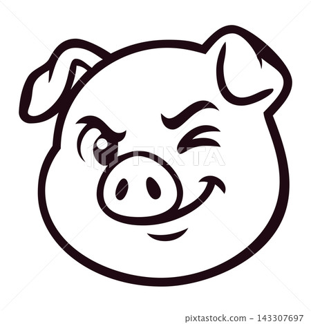 cute cartoon pig head mascot logo cute cartoon pig head mascot logo 143307697