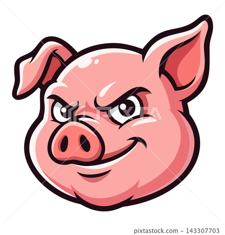 cute cartoon pig head mascot logo 143307703