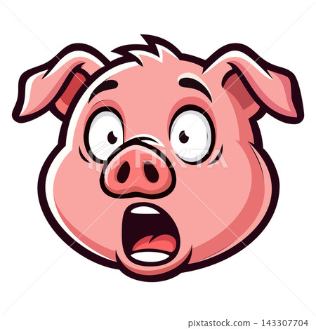 cute cartoon pig head mascot logo 143307704