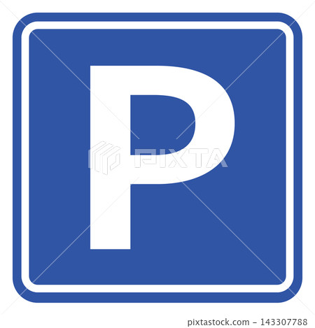 Parking lot sign. A "P" sign on a blue background. Parking lot sign. A "P" sign on a blue background. 143307788