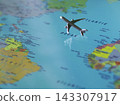 airplane on the world map airplane on the world map 143307917