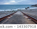 railway track on the sea railway track on the sea 143307918