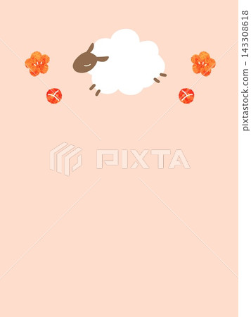 Cute sheep illustration in a Japanese style / New Year's card material for the Year of the Sheep (no text) Cute sheep illustration in a Japanese style / New Year's card material for the Year of the Sheep (no text) 143308618