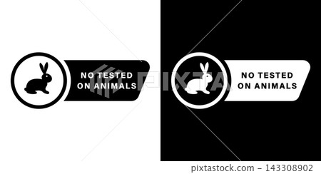 Cruelty Free No Animal Testing Rabbit Label Vector Illustration. Isolated Vector Illustration 143308902