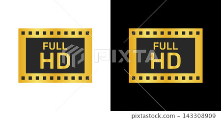 Full Hd Video Quality Filmstrip Badge. Isolated Vector Illustration Full Hd Video Quality Filmstrip Badge. Isolated Vector Illustration 143308909