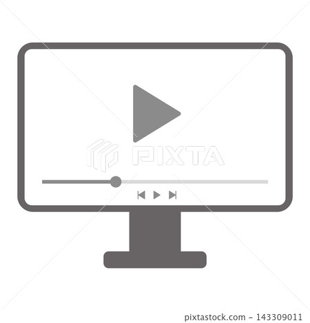 Video Player Interface with Play Button and Timeline Controls on Computer Monitor Video Player Interface with Play Button and Timeline Controls on Computer Monitor 143309011