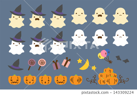 Cute Halloween icon set Cute Halloween icon set 143309224