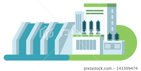 Hydroelectric dam water power station. Renewable Energy Concept Hydroelectric dam water power station. Renewable Energy Concept 143309474