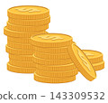 Gold money stack, cash or treasure. Bank, finance, investment, profit or gain concept 143309532