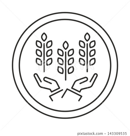 Vector icon of wheat on hands Vector icon of wheat on hands 143309535