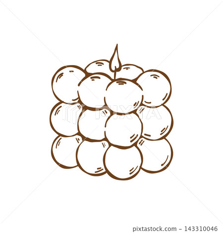 Hand-drawn modern candle with spheres. Isolated vector outline illustration in a sketch style. Womens accessories. Hand-drawn modern candle with spheres. Isolated vector outline illustration in a sketch style. Womens accessories. 143310046
