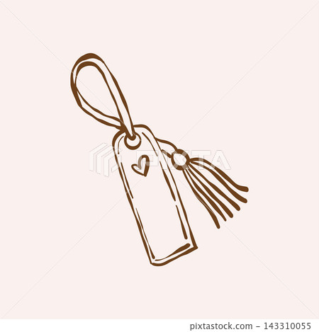 Decorative bookmark with a tassel. Vintage outline book-themed sketch. Book club. Vector line illustration. Decorative bookmark with a tassel. Vintage outline book-themed sketch. Book club. Vector line illustration. 143310055