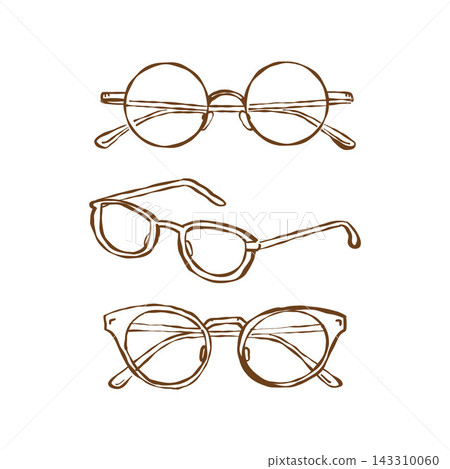 Collection of glasses of different shapes. Vintage isolated outline illustration. Vector sketch. Line clipart Collection of glasses of different shapes. Vintage isolated outline illustration. Vector sketch. Line clipart 143310060