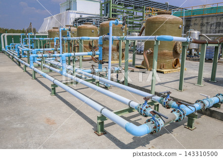 Industrial Water Treatment Plant with Blue Pipeline System Industrial Water Treatment Plant with Blue Pipeline System 143310500