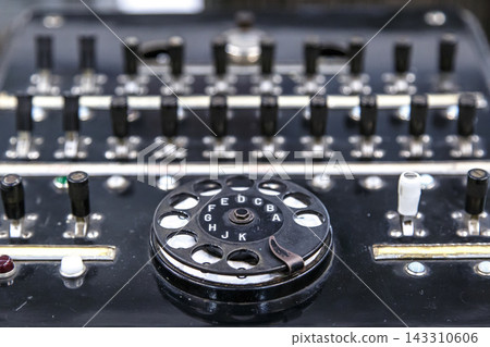 Vintage Telephone Switchboard with Rotary Dial and Control Panel Vintage Telephone Switchboard with Rotary Dial and Control Panel 143310606
