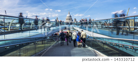 London Millennium Bridge with St Paul��s Cathedral and Motion Blur London Millennium Bridge with St Paul��s Cathedral and Motion Blur 143310712