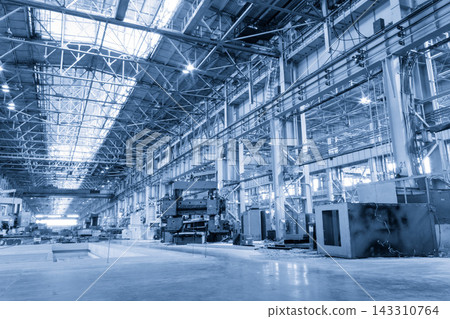 Industrial Factory Interior with Steel Structure and Machinery 143310764