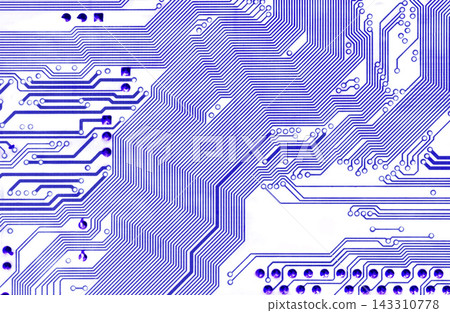 Blue Circuit Board Traces on White Technology Background Blue Circuit Board Traces on White Technology Background 143310778