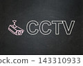 CCTV Security Camera Chalk Drawing on Blackboard 143310933