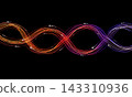 Abstract Neon Light Waves on Black Background 143310936