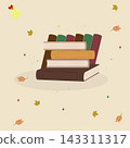 Back to school. Autumn leaves, stars, dots, books. School set. 143311317