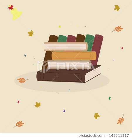 Back to school. Autumn leaves, stars, dots, books. School set. Back to school. Autumn leaves, stars, dots, books. School set. 143311317