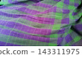 Close-up shot of a textured fabric texture featuring a striking pattern of horizontal stripes in vibrant purple and bright neon lime green colors, perfect for fashion backgrounds, textile designs, ret 143311975