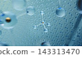 Single focused molecule standing out against blurred crystal lattice network 143313470