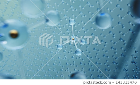 Single focused molecule standing out against blurred crystal lattice network Single focused molecule standing out against blurred crystal lattice network 143313470