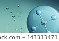 Molecule encapsulated inside protective glass sphere, surrounded by free floating molecules 143313471