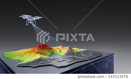 Quadcopter drone photogrammetry survey, digital terrain heat map scanning Quadcopter drone photogrammetry survey, digital terrain heat map scanning 143313478