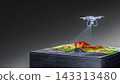 Drone aerial terrain mapping concept, LiDAR scanning elevation model, topographic color map 143313480